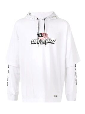 BAPE AAPE by A Bathing Ape USA Flag Logo Print Layered Hoodie